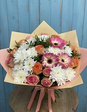 Букет цветов из:  Розы, Герберы и Хризантемы в Званном