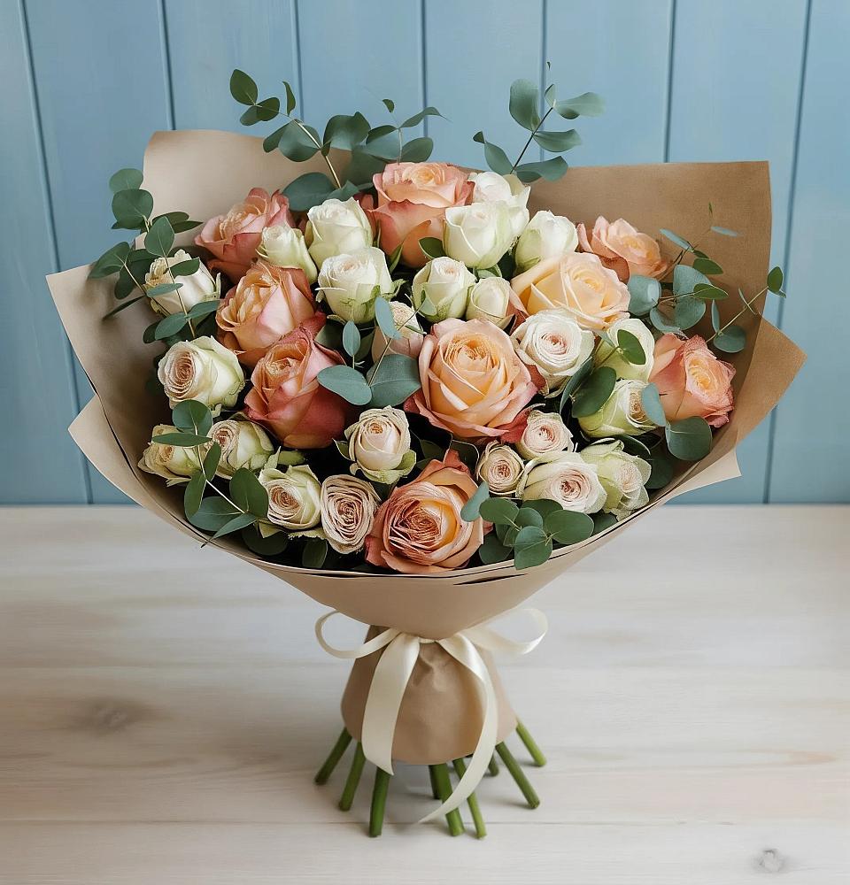 Букет цветов из: Альстромерии и Розы в Званном