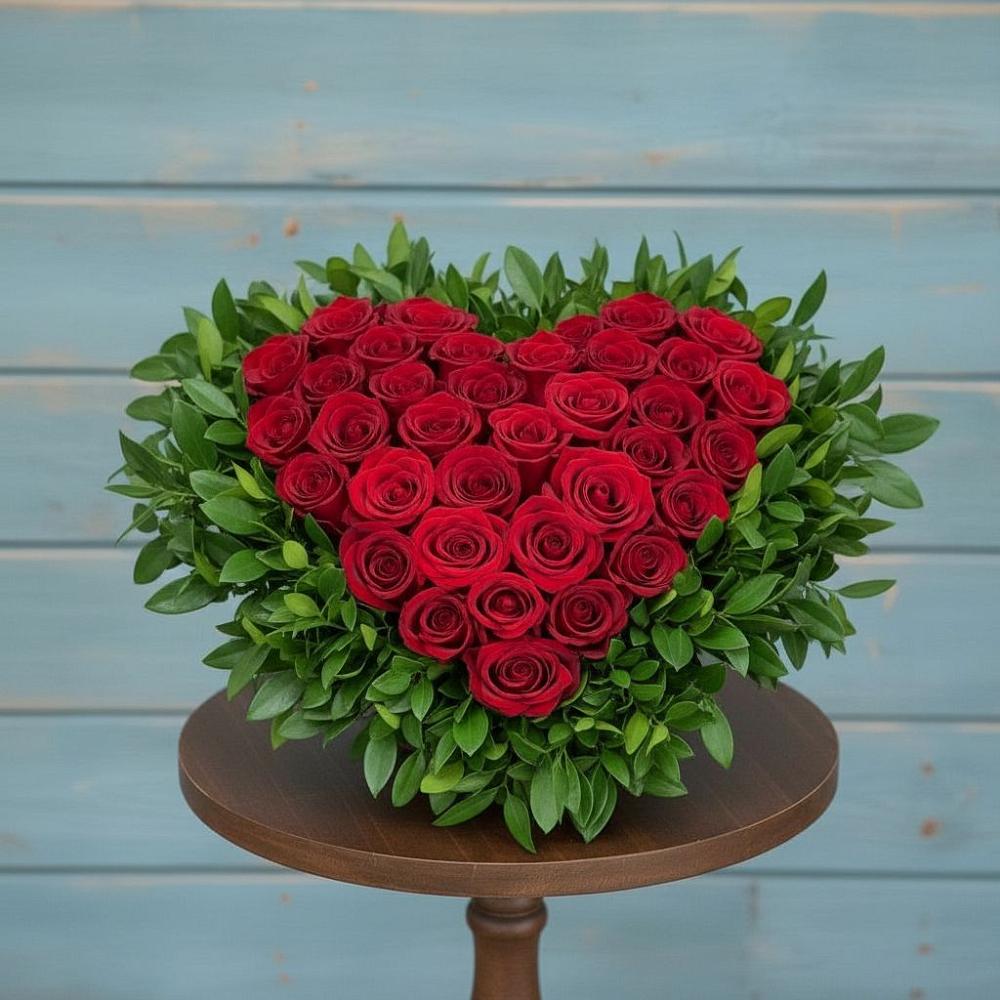 Цветочная композиция из Розы в виде сердца в Званном