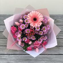 Букет цветов из:  Розы, Герберы и Хризантемы в Званном