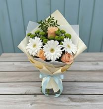 Букет цветов из:  Герберы, Розы и Хризантемы в Званном