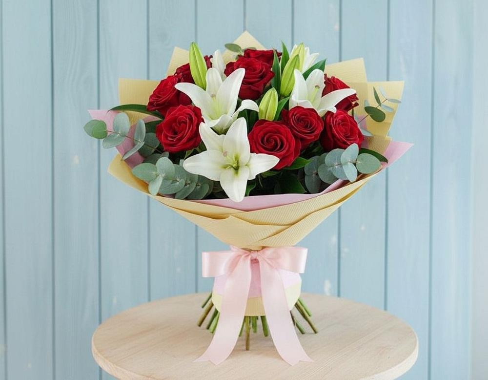 Букет цветов из: Лилии и Розы в Званном